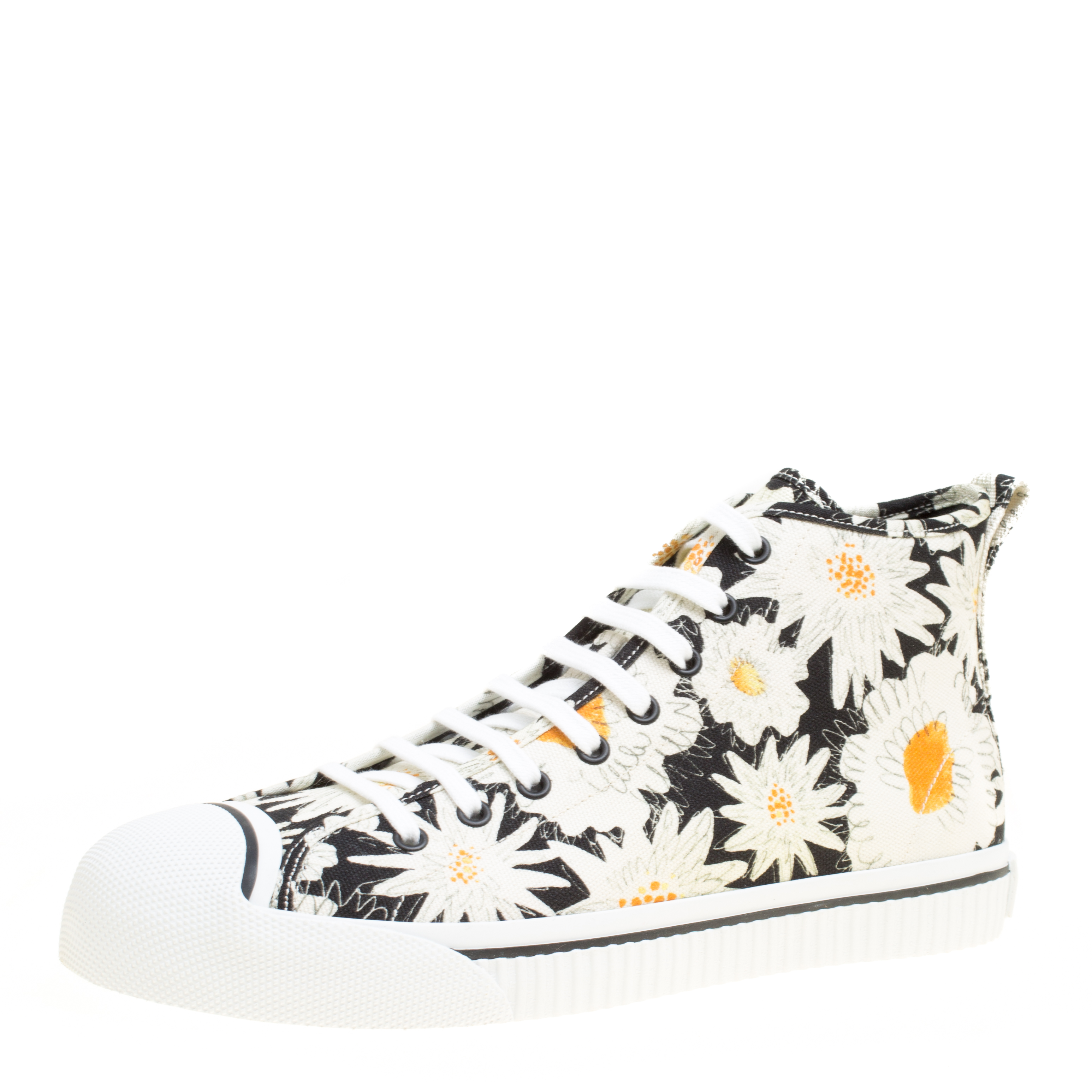 Burberry Black Floral Print Canvas Kingly High Top Sneakers Size 44