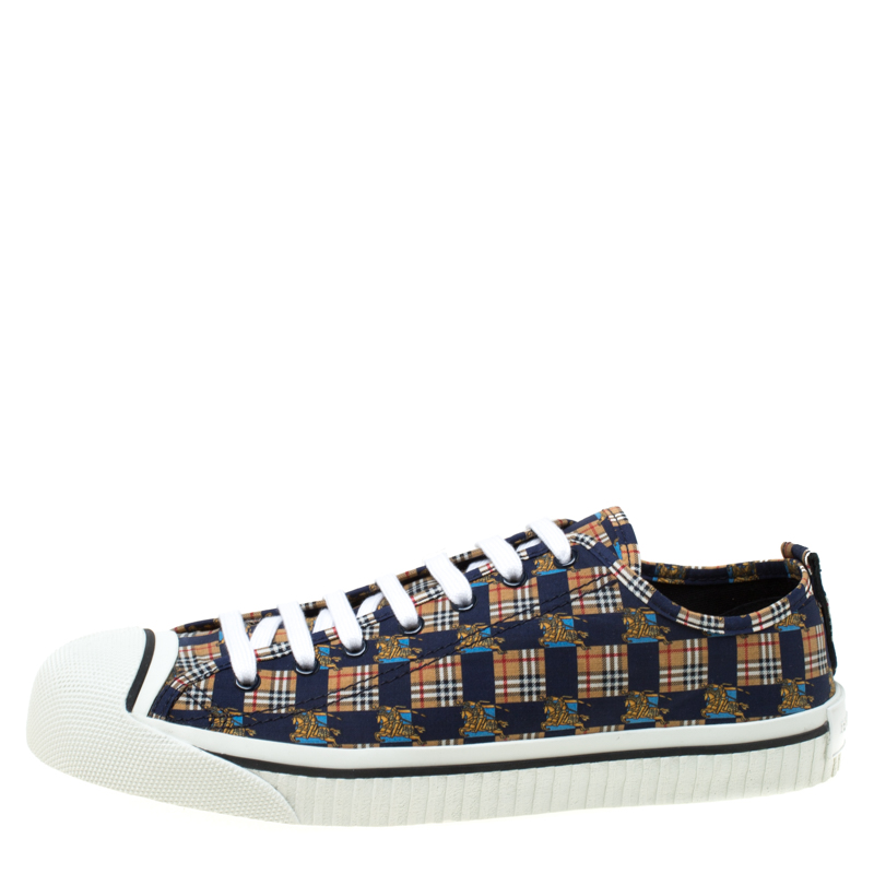 

Burberry Blue/Brown Printed Canvas Kingly Low Top Sneakers Size, Multicolor