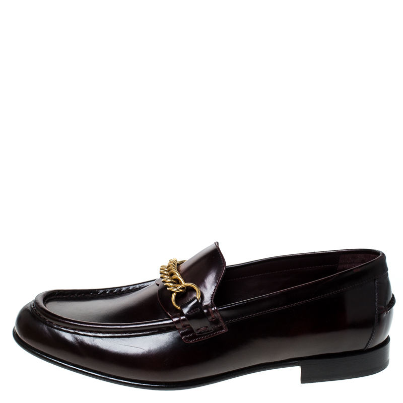 

Burberry Burgundy Leather Solway Slip On Loafers Size