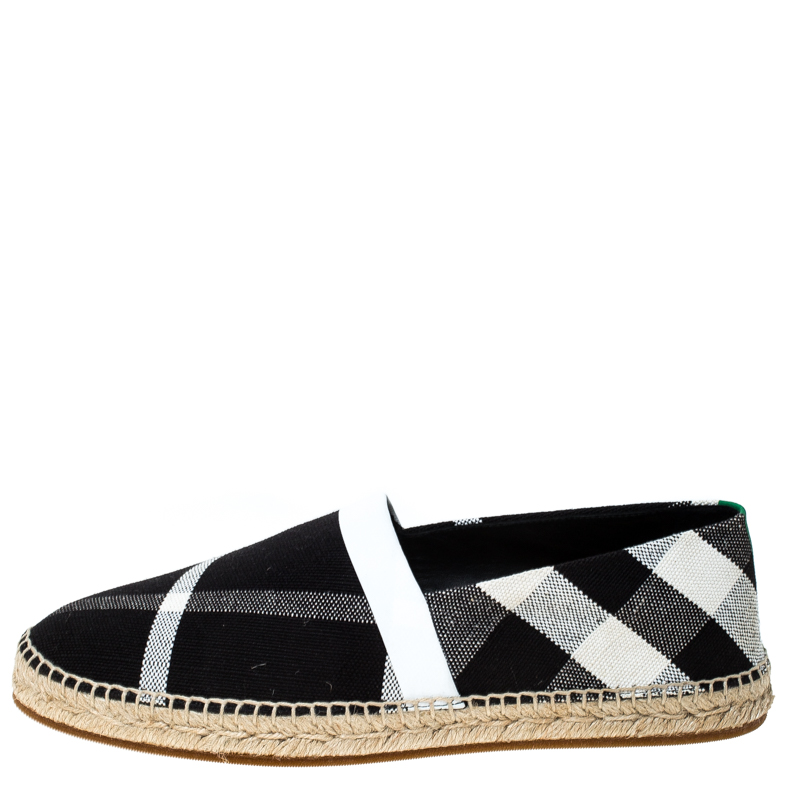 

Burberry Black Canvas Check Pateman Slip On Espadrille Loafers Size