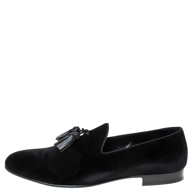 

Burberry Black Velvet Tassel Slip On Loafers Size