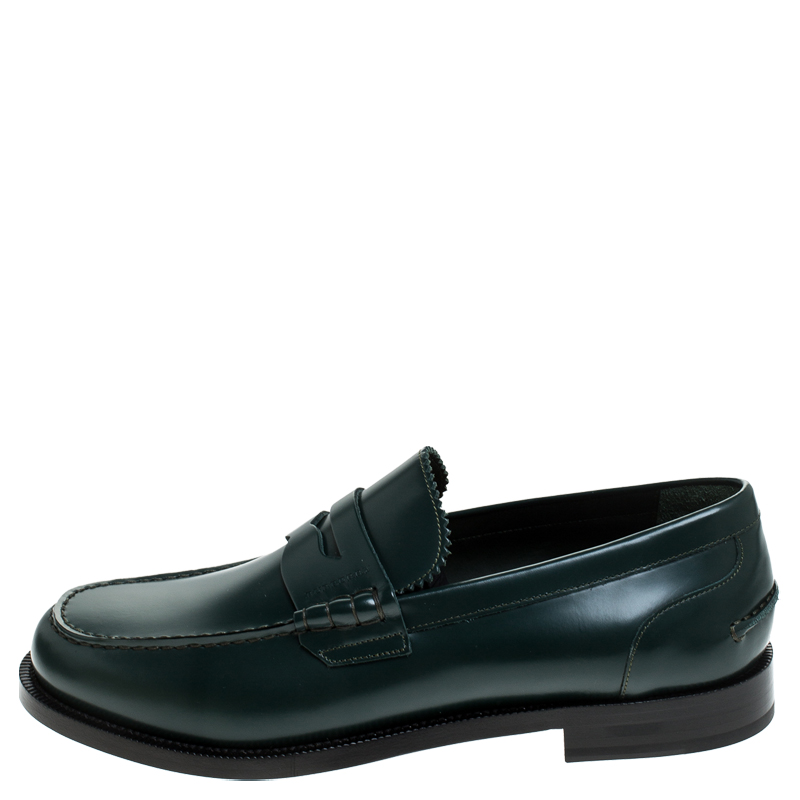 

Burberry Dark Green Leather Bedmont Loafers Size