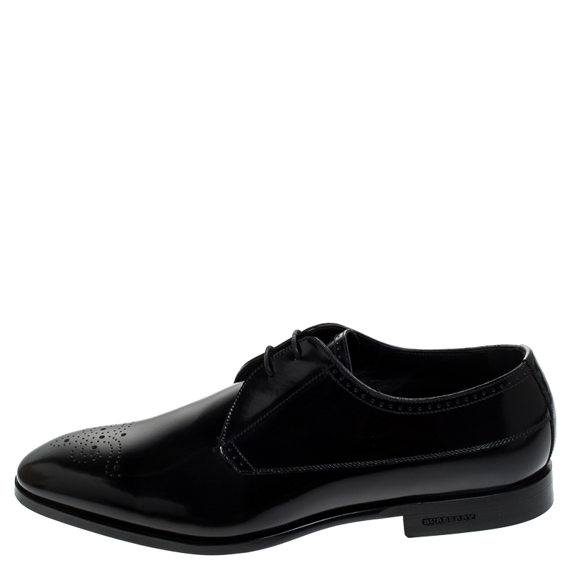 

Burberry Black Leather Cranbrook Lace Up Derby Size