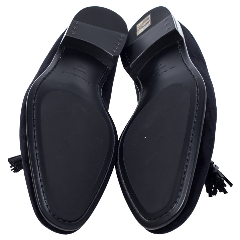 Burberry Black Velvet Tassel Loafers Size 45.5