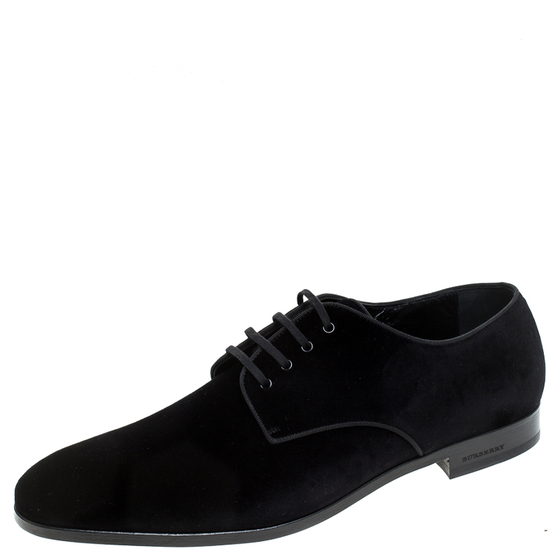 Burberry Black Velvet Menning Derby Size 44.5