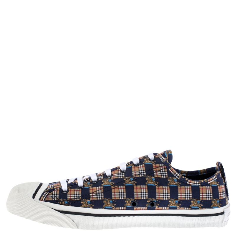 

Burberry Multicolor Printed Fabric Kingly Low Top Sneakers Size