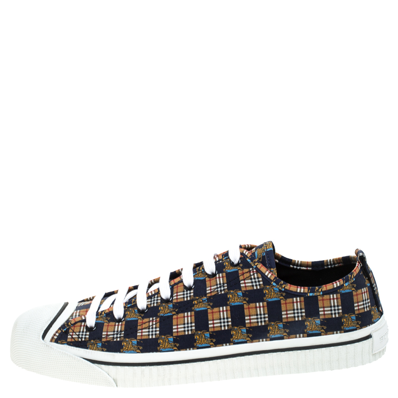 

Burberry Blue/Brown Printed Canvas Kingly Low Top Sneakers Size, Multicolor