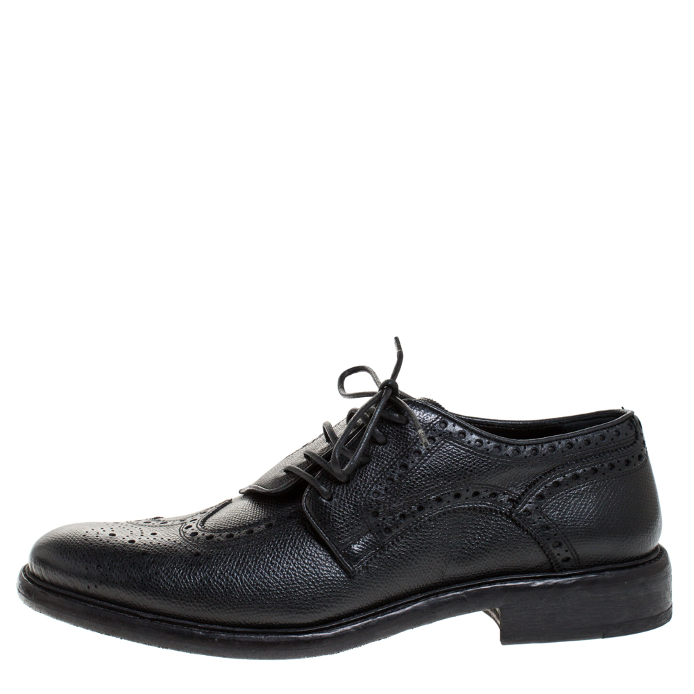 

Burberry Black Brogue Leather Rayford Wingtip Derby Size