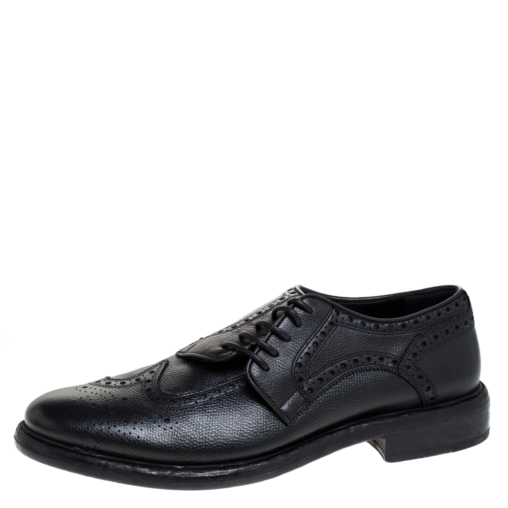 Pre Owned Burberry Black Brogue Leather Rayford Derby Size 43