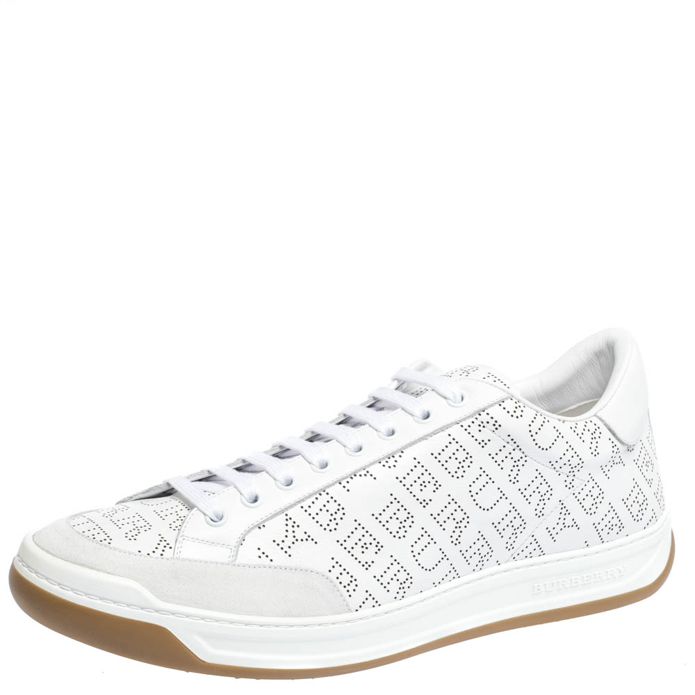 perforated white sneakers