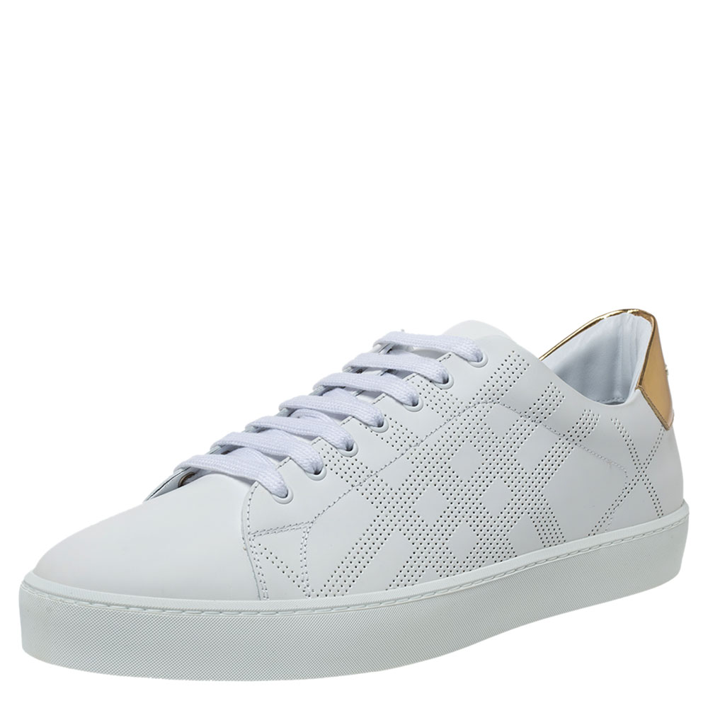 Pre Owned Burberry White Leather Westford Low Top Sneakers Size 42
