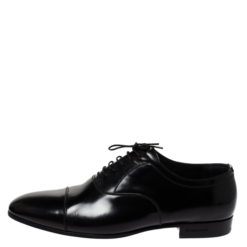 

Burberry Black Leather Millstead Lace Up Oxfords Size