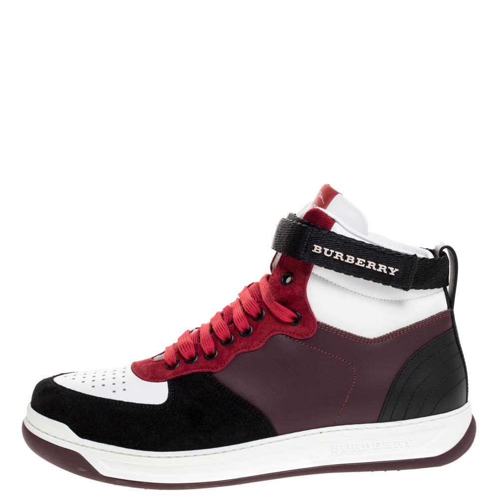 

Burberry Multicolor Leather and Suede Dennis High Top Sneakers Size