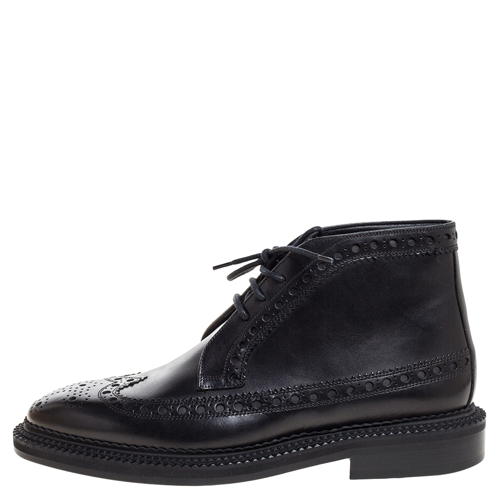 

Burberry Black Brogue Leather Wilmont Ankle Boots Size