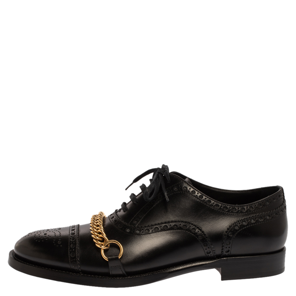 

Burberry Black Brogue Leather Chain Link Lace Up Oxford Size