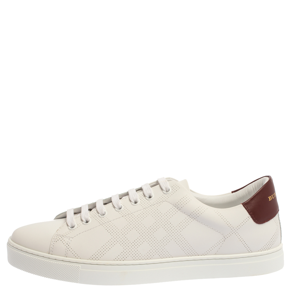 

Burberry White Perforated Leather Albert Low Top Sneakers Size