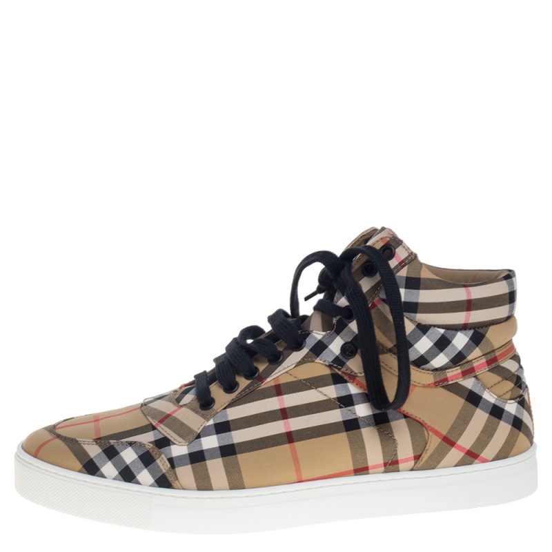 

Burberry Multicolor Vintage Check Cotton Fabric High Top Sneakers Size