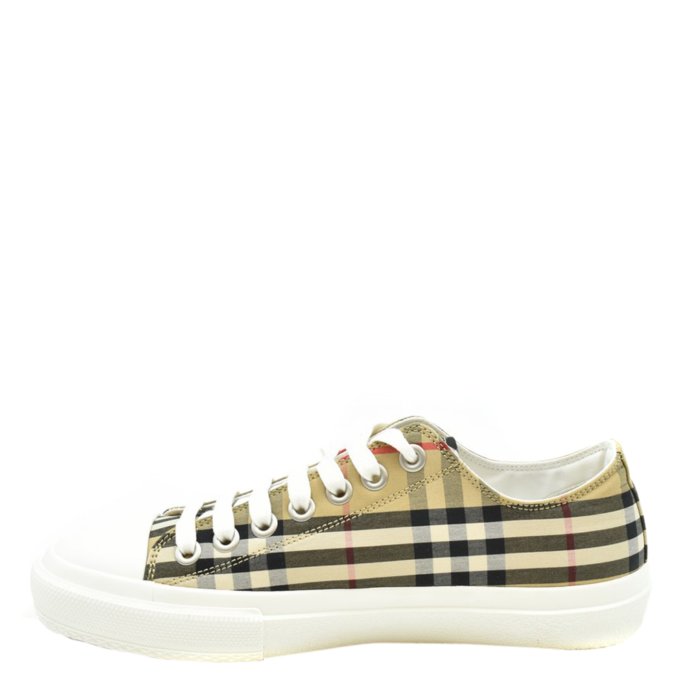 Pre-owned Burberry Beige/multicolor Check Canvas Sneakers Size Eu 40