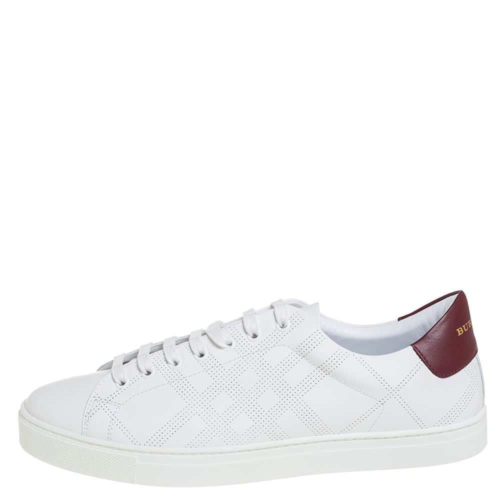 

Burberry White Perforated Leather Albert Low Top Sneakers Size