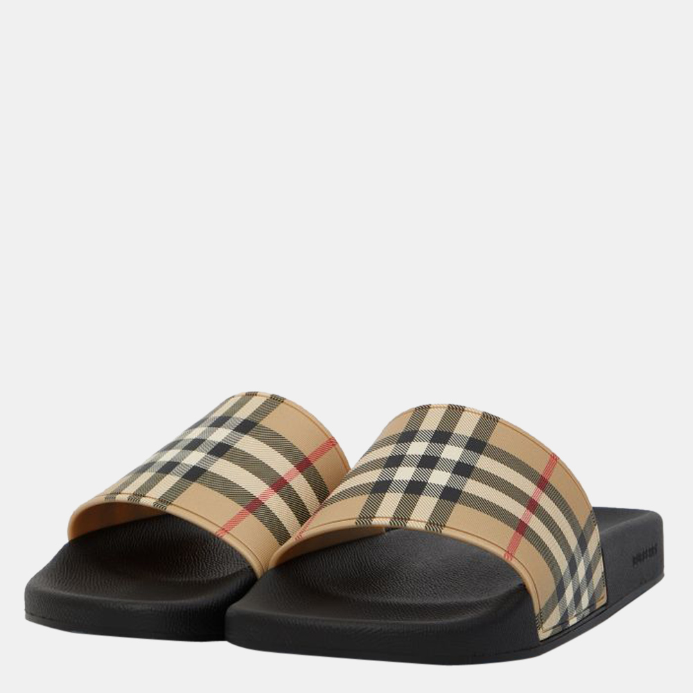 

Burberry Vintage Check Canvas Slide Sandals Size EU, Beige