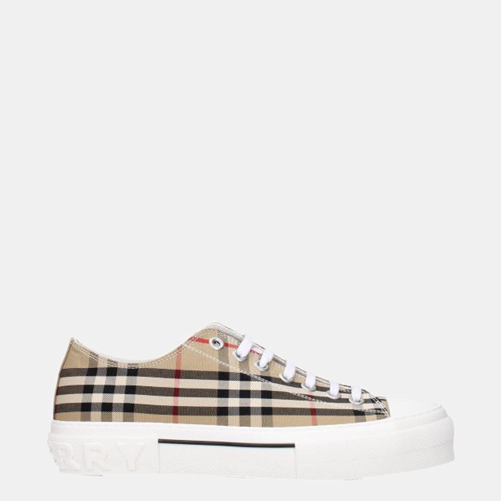 

Burberry Beige/White Check Sneakers Size US 11 EU