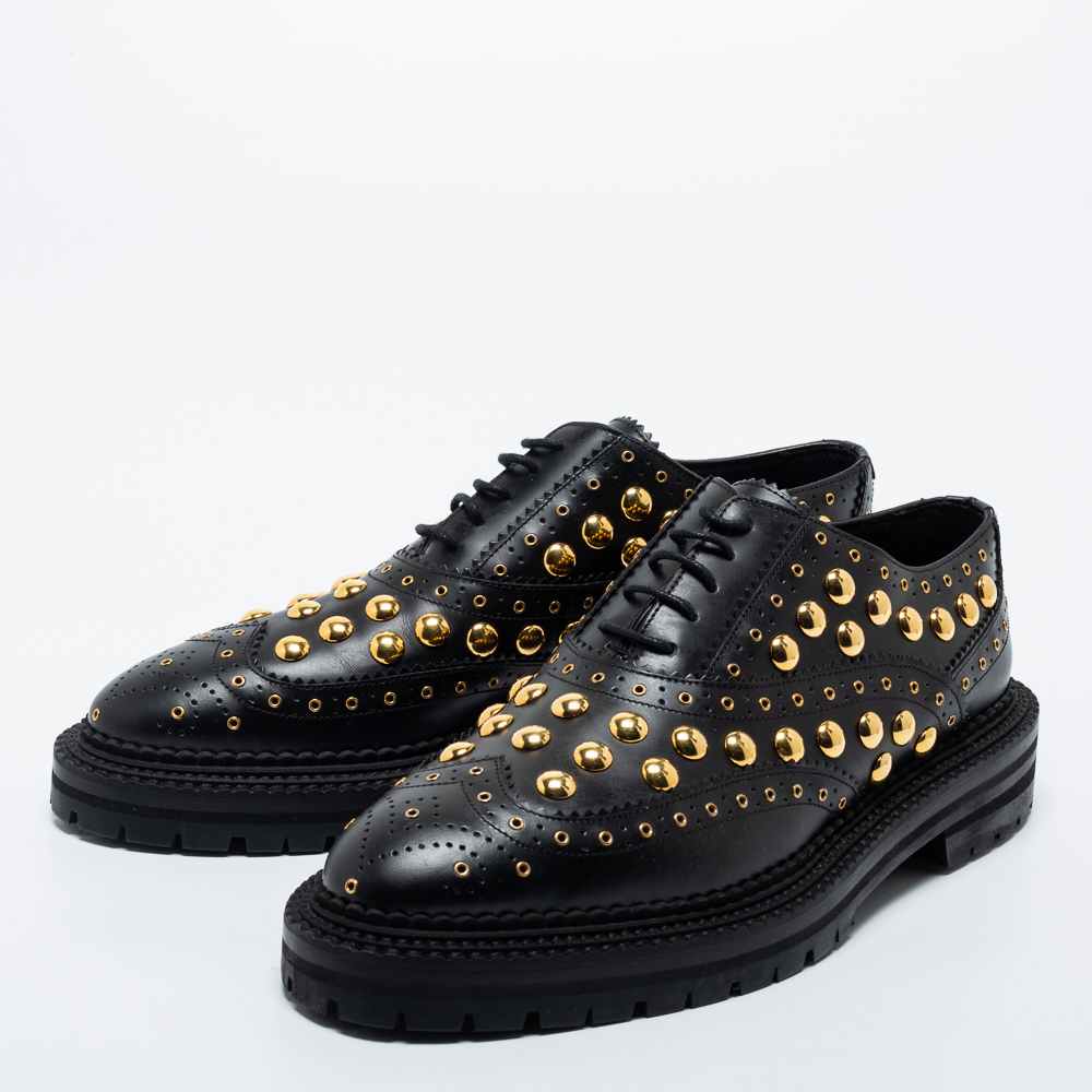 

Burberry Black Leather Studded Oxford Size