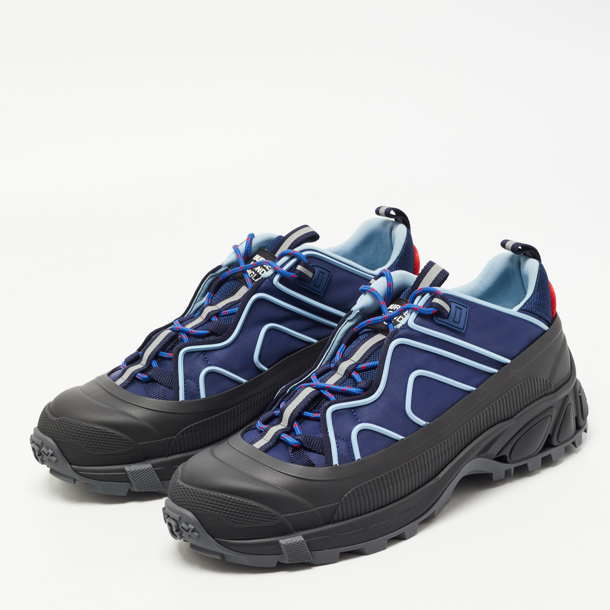 

Burberry Navy Blue/Black Nylon and Rubber Arthur Low Top Sneakers Size