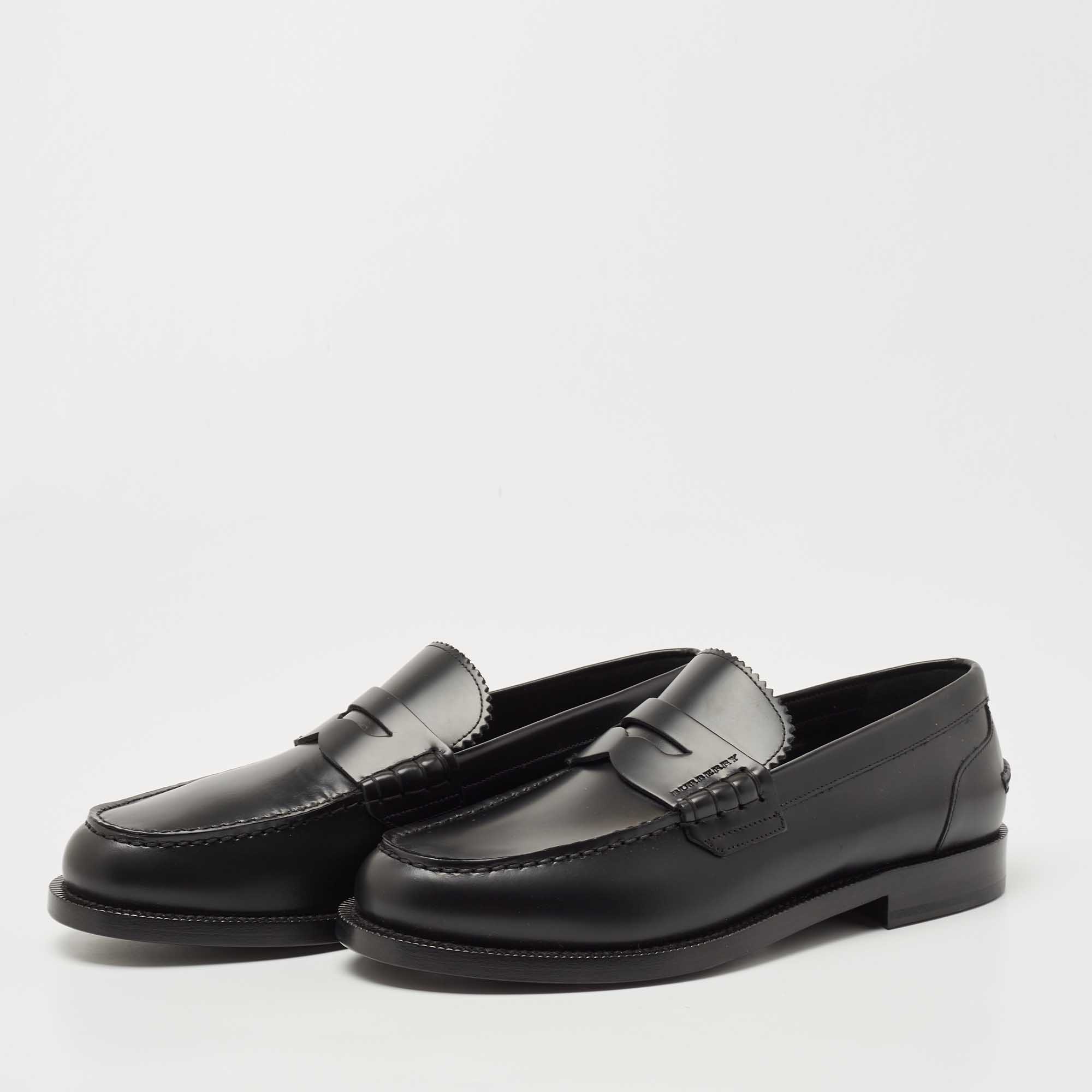 

Burberry Black Leather Slip On Loafers Size