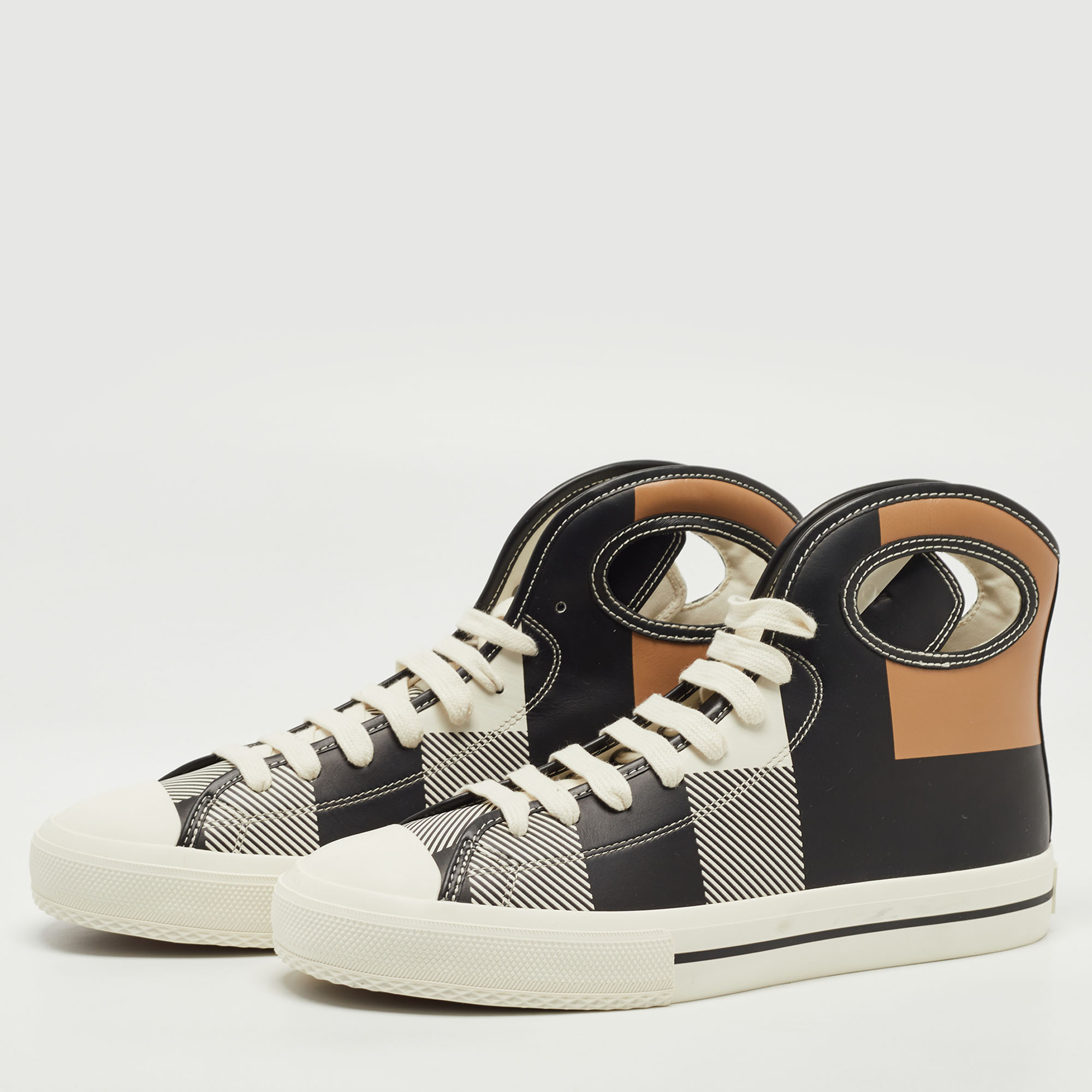 

Burberry Tricolor Leather Larkhall High Top Sneakers Size, Black