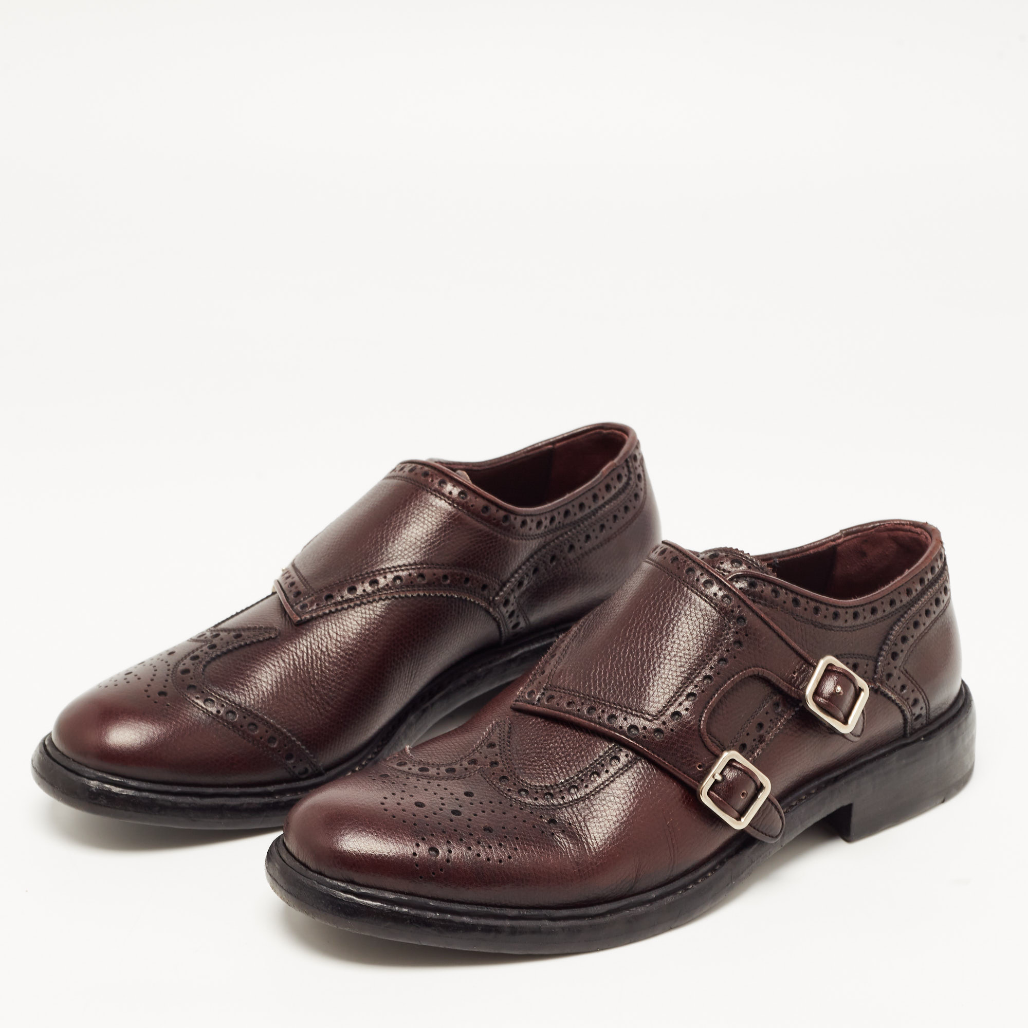 

Burberry Burgundy Leather Delmar Monk Derby Size