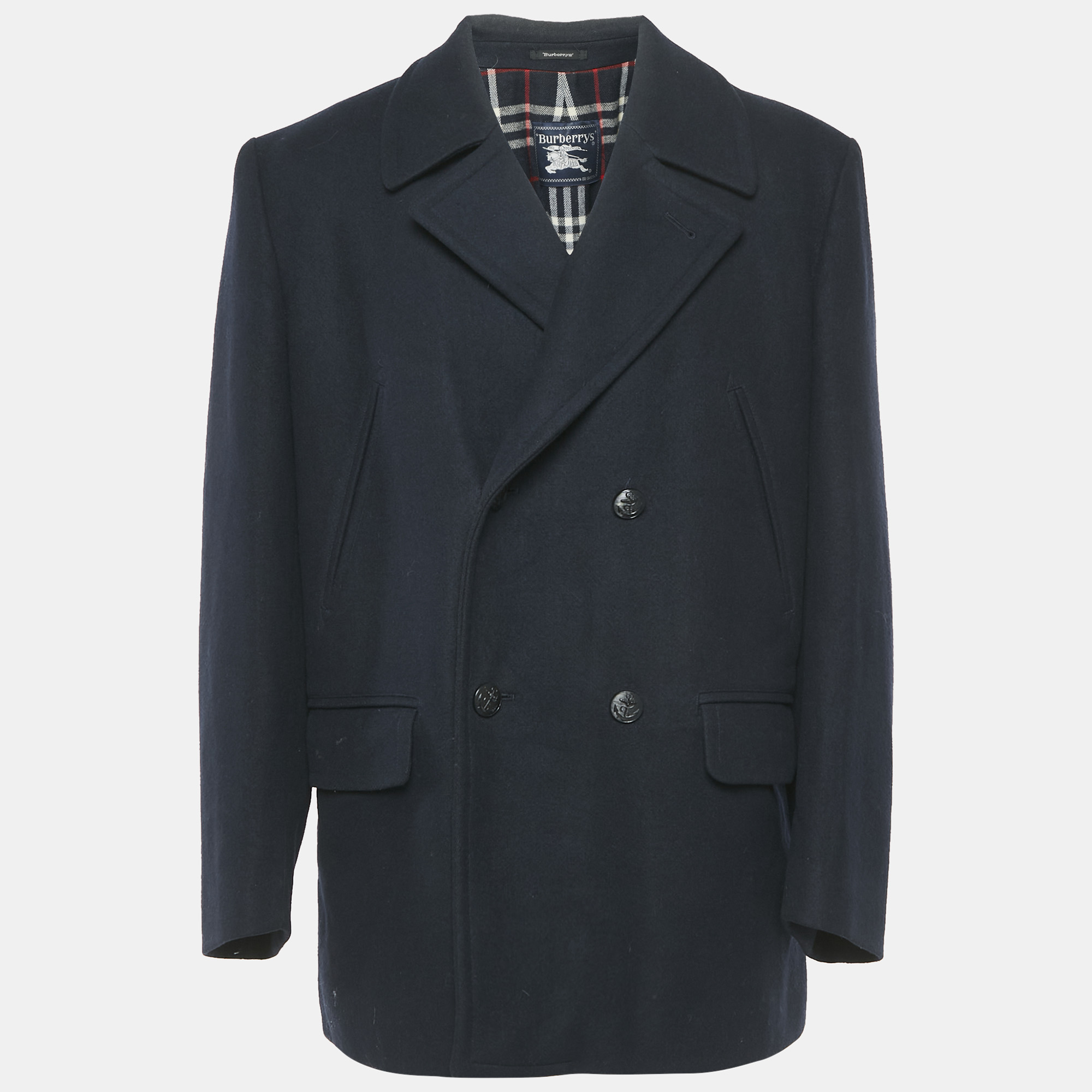 

Burberry Prorsum Navy Wool Double Breasted Coat XL, Navy blue
