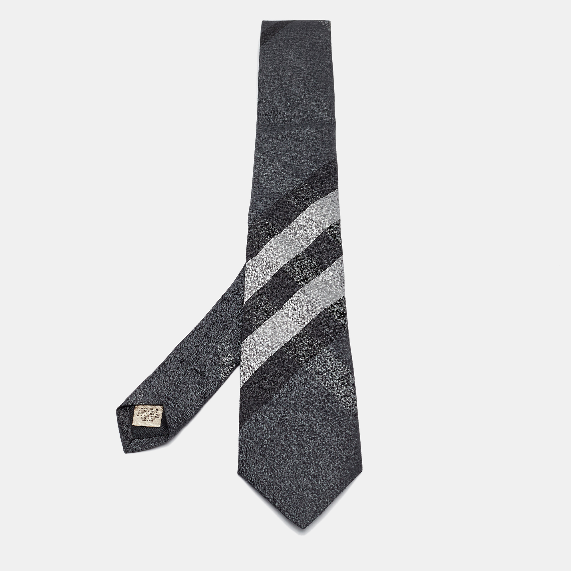 

Burberry Grey Nova Check Silk Tie