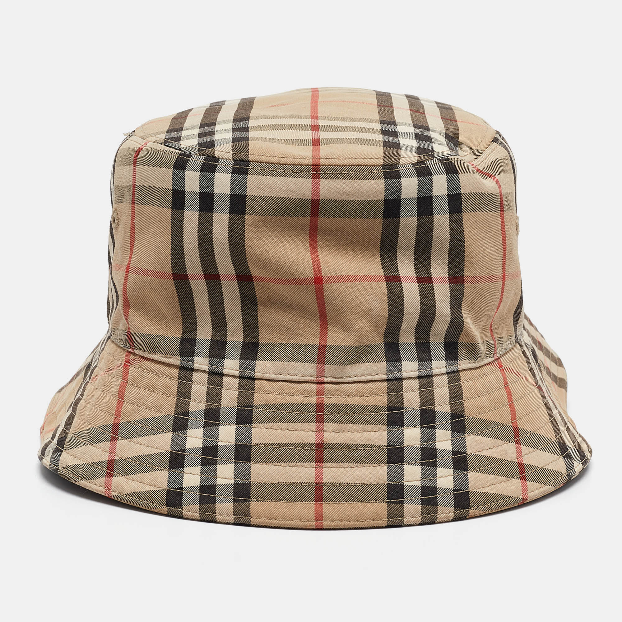 

Burberry Brown Vintage Checks Cotton Blend Bucket Hat, Beige