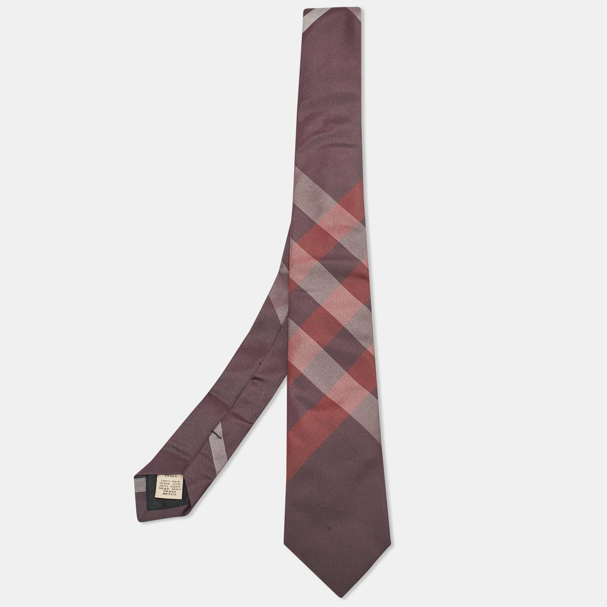 

Burberry Burgundy Nova Check Silk Skinny Tie