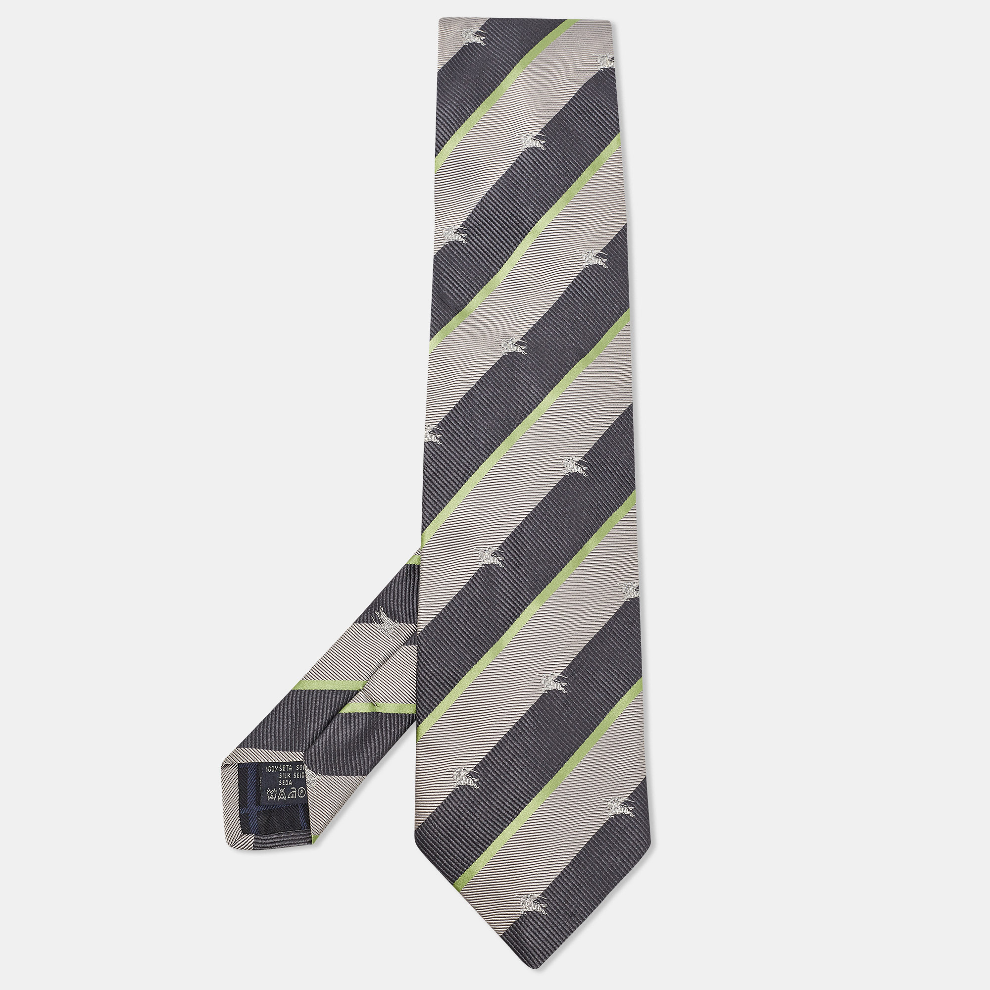 

Burberry Grey Diagonal Striped Silk Tie