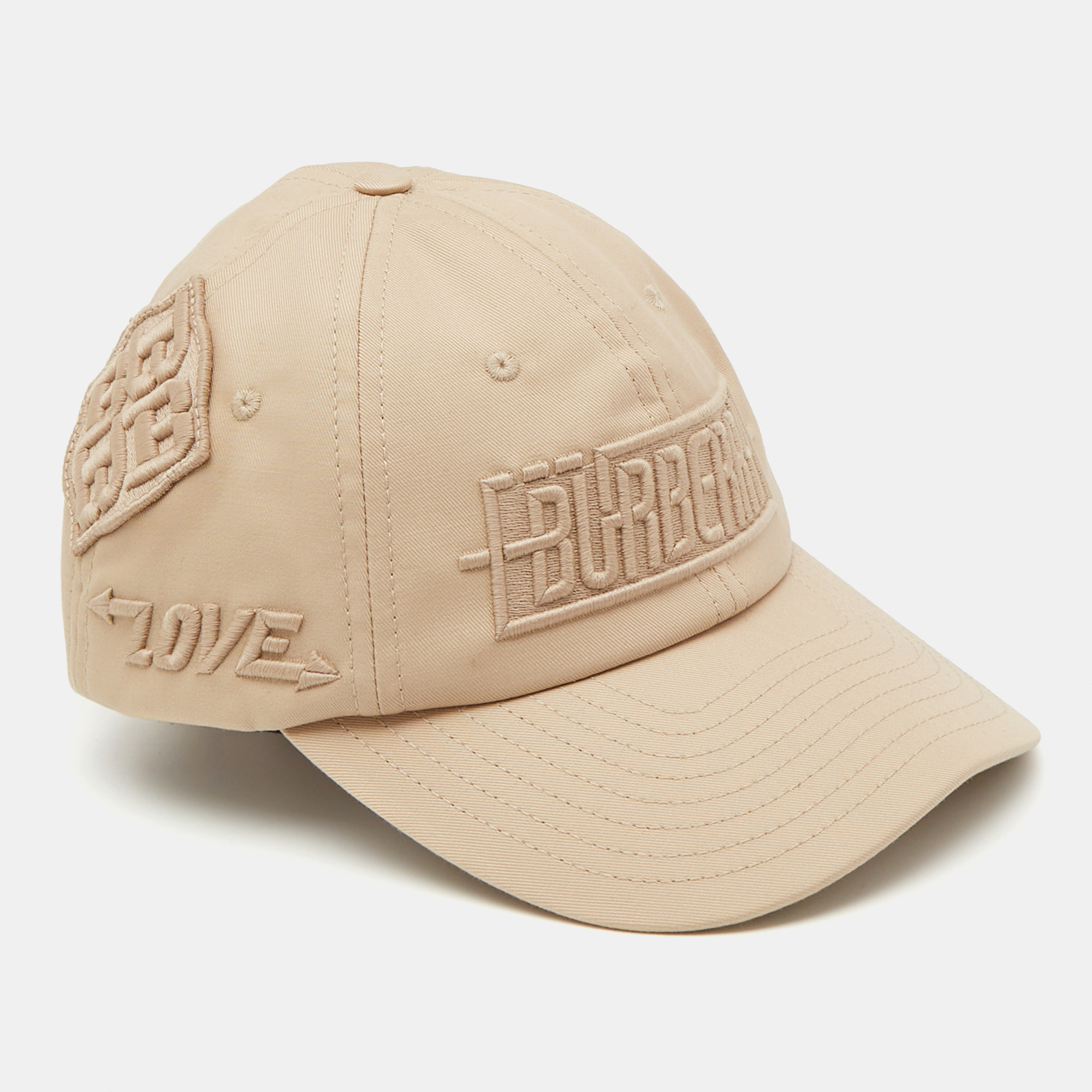 

Burberry Beige Logo Embroidered Cotton Badge Appliqué Baseball Cap