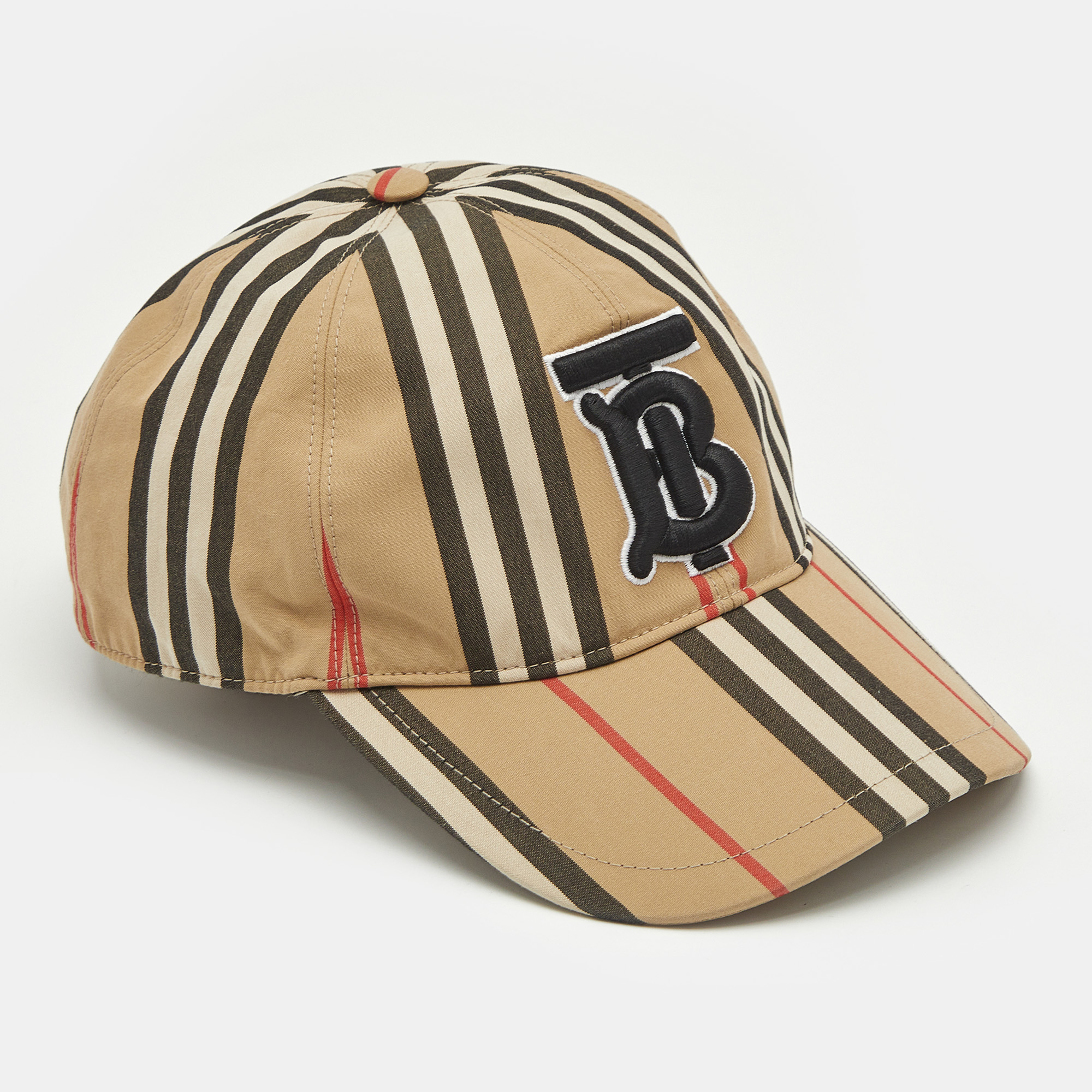 

Burberry Beige Logo Striped Cotton Baseball Cap