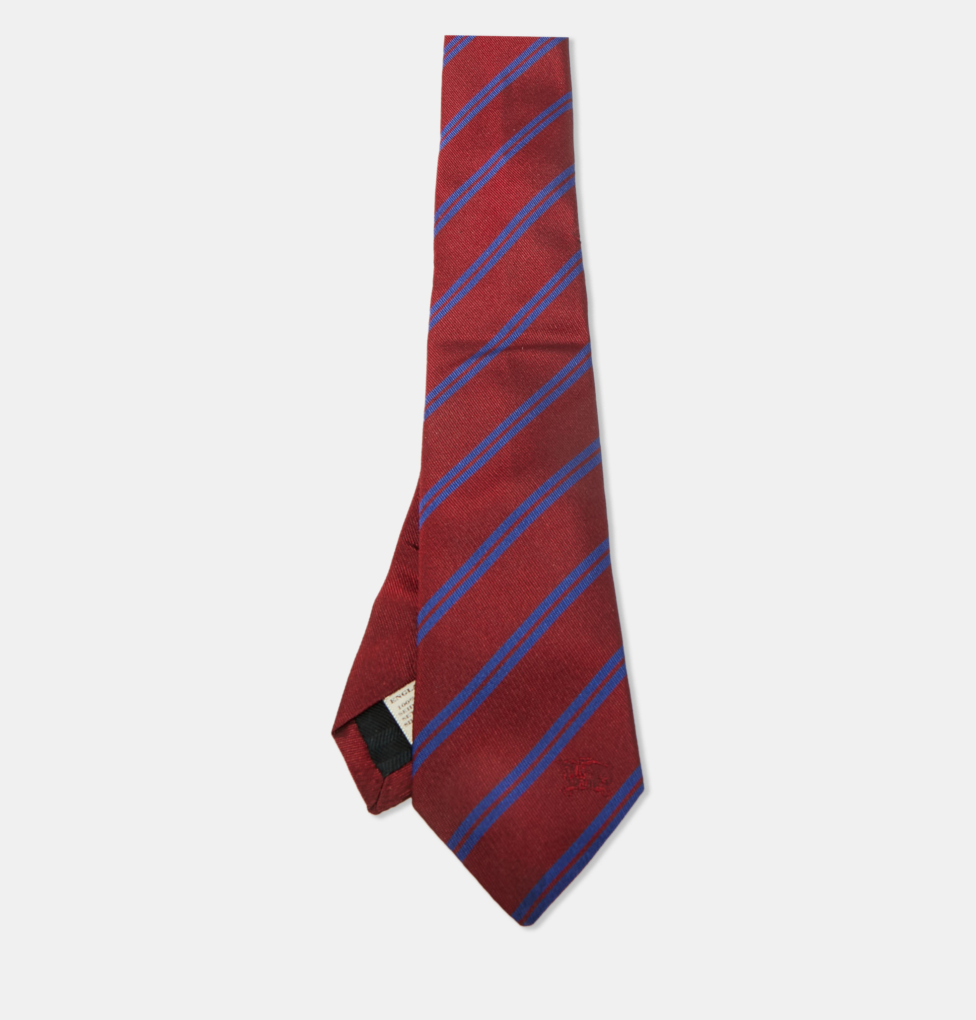 

Burberry Red Diagonal Striped Silk Skinny Tie