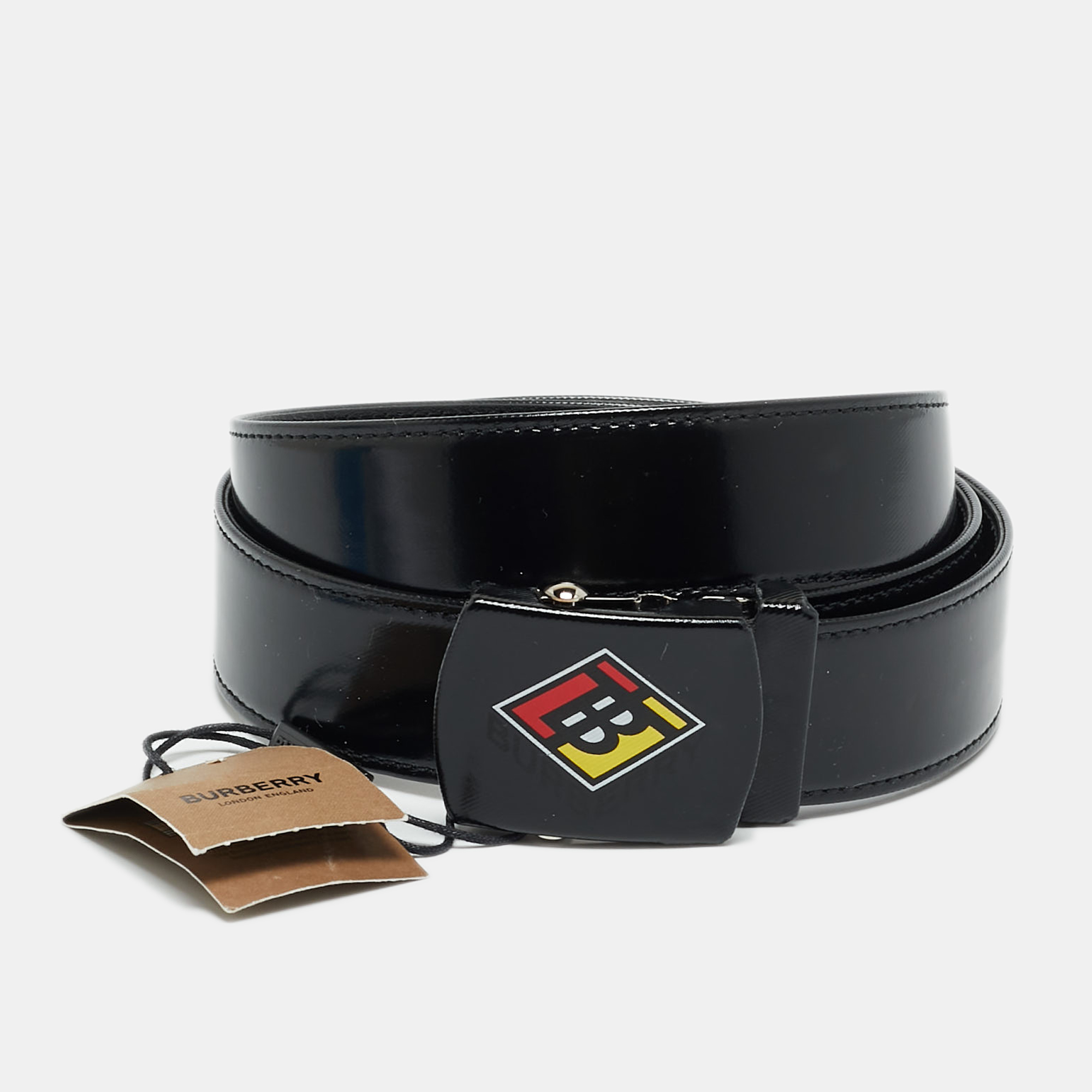 

Burberry Covered Clip Buckle 85CM Belt Black Leather