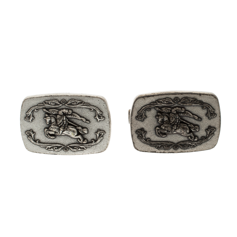 Burberry Knight Logo Silver Tone Cufflinks