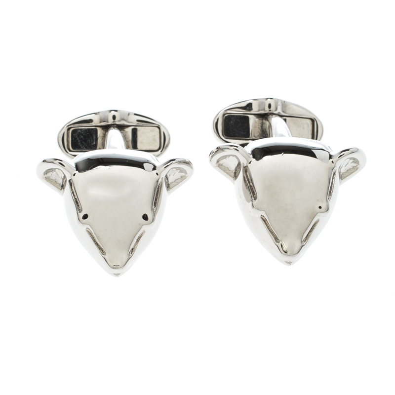 Burberry Teddy Bear Head Silver Tone Cufflinks Burberry | TLC