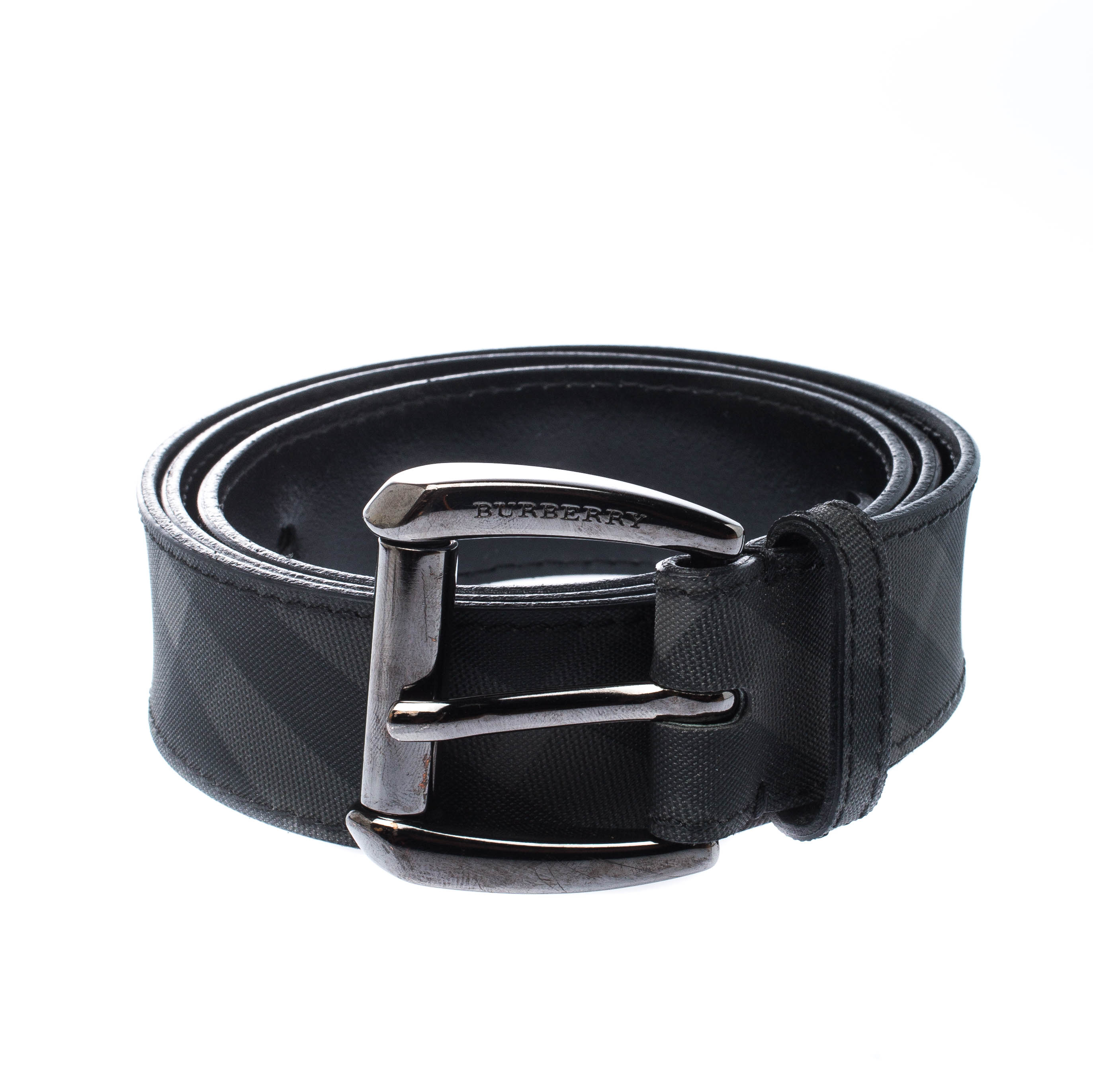 

Burberry Black Beat Check PVC Belt