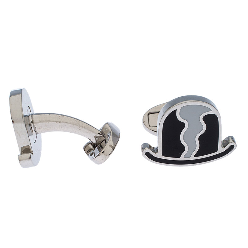 

Burberry Black & White Enamel Silver Tone Cufflinks