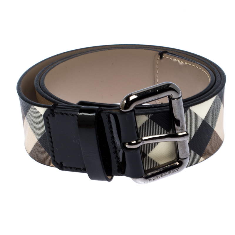 

Burberry Black/Beige House Check Leather Buckle Belt