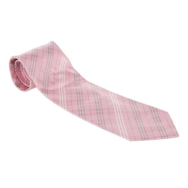 Burberry Pink Novacheck Silk Tie 