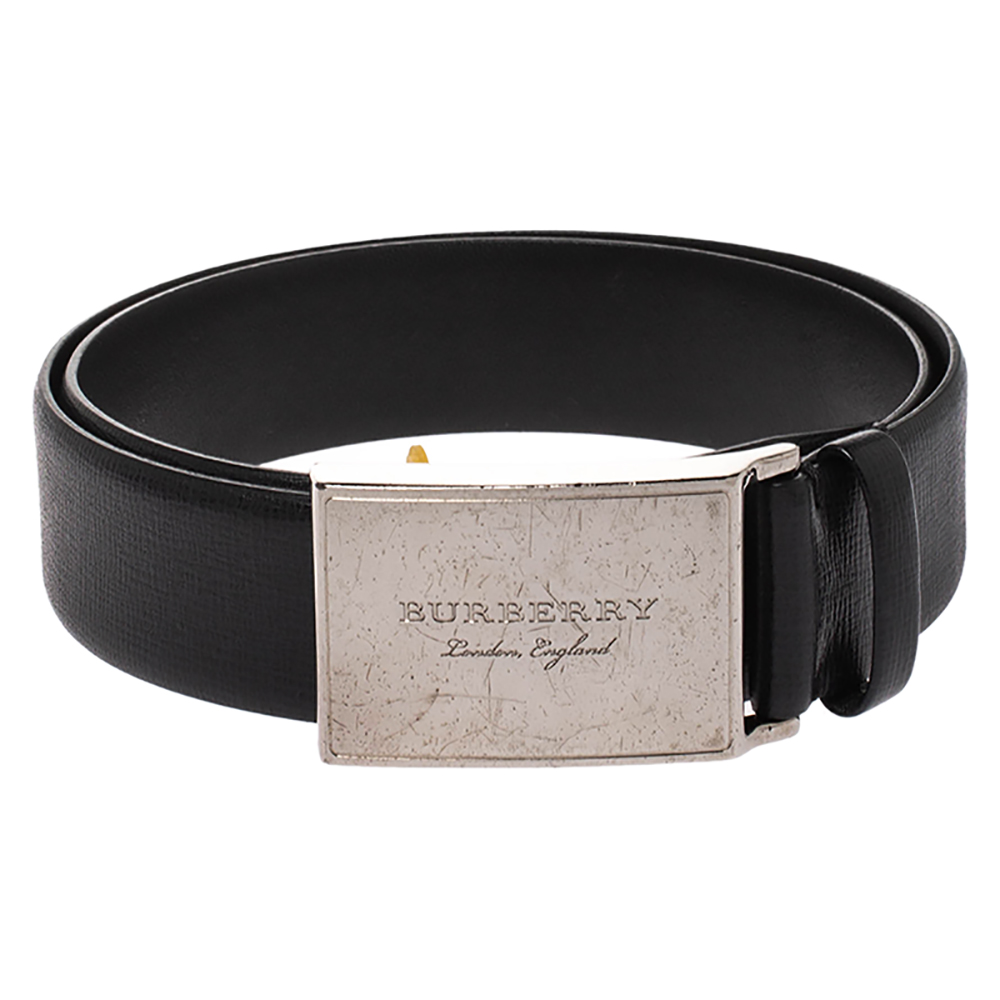 

Burberry Black Leather George Belt
