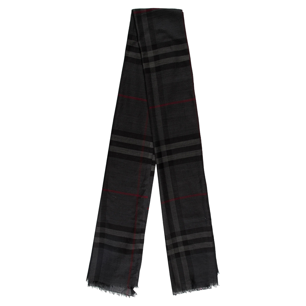burberry lightweight check wool and silk scarf