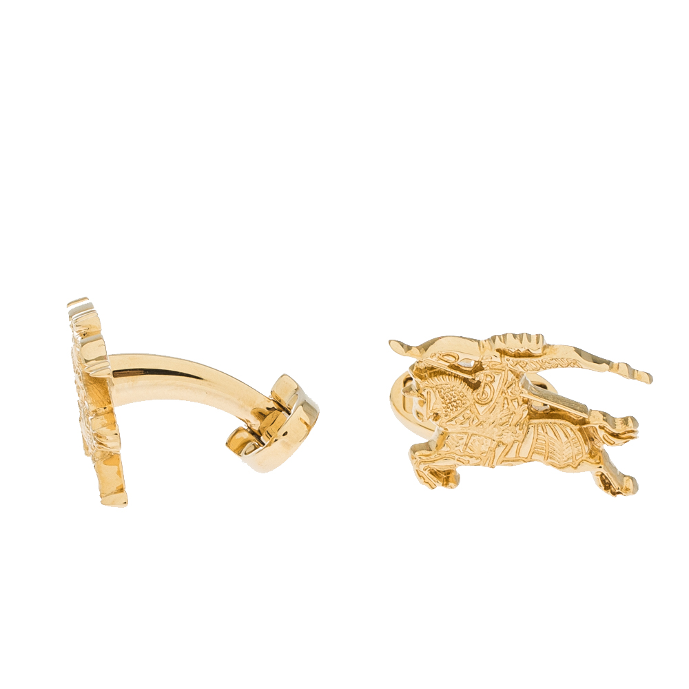 

Burberry Equestrian Knight Gold Tone Cufflinks