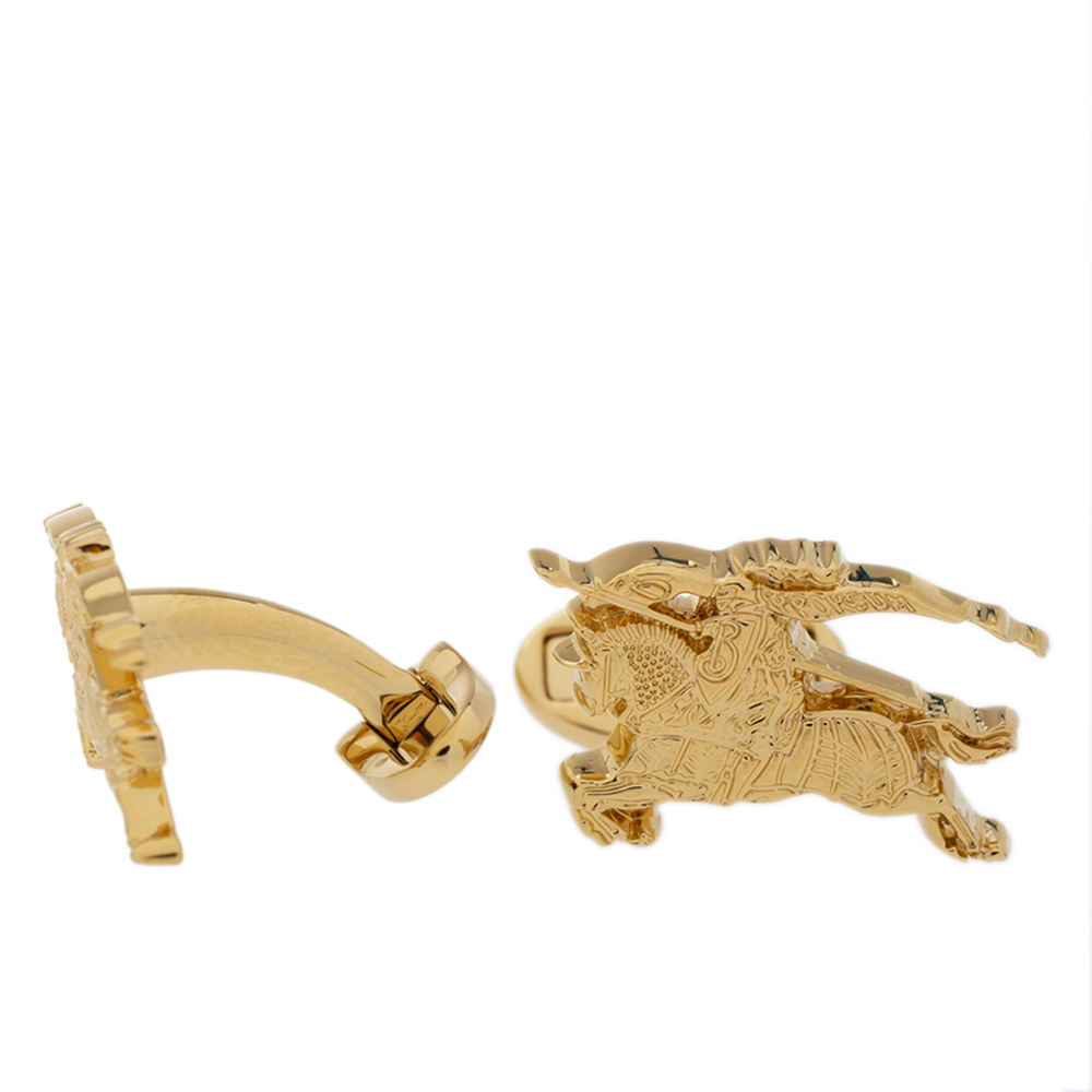 

Burberry Equestrian Knight Gold Tone Cufflinks