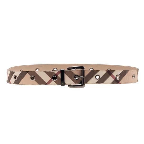 Pre Owned Burberry Novacheck Canvas Belt 110CM